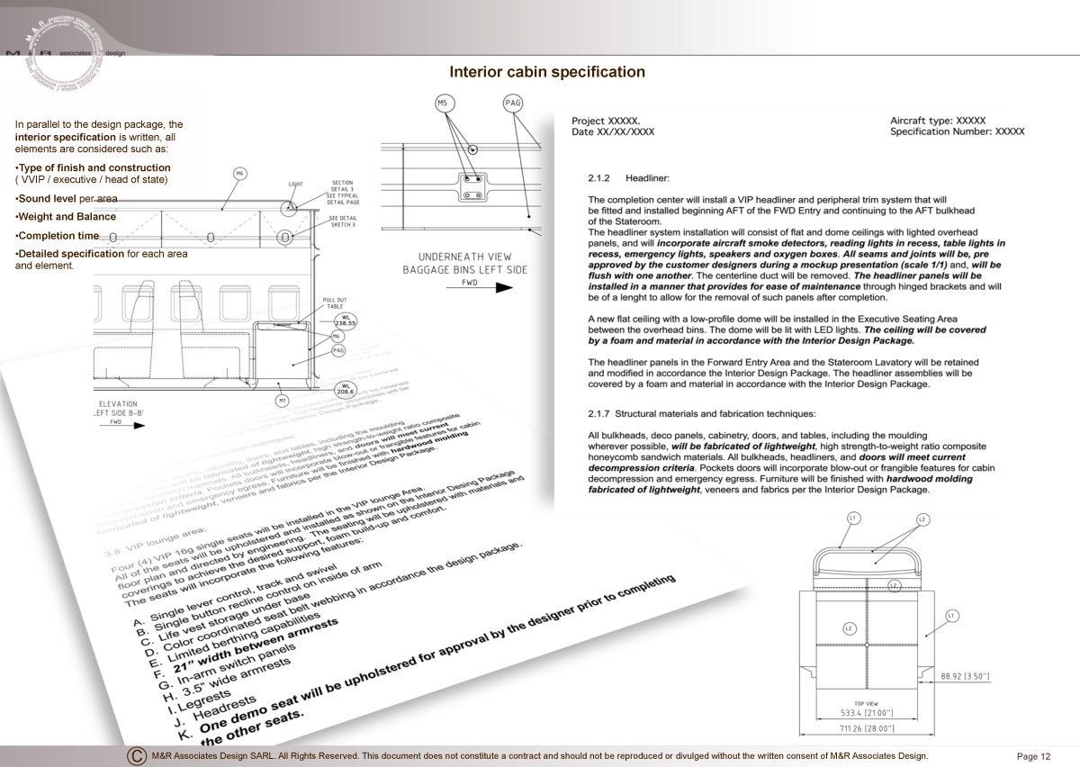 Interior design / cabin specifications - M&R Associates Design